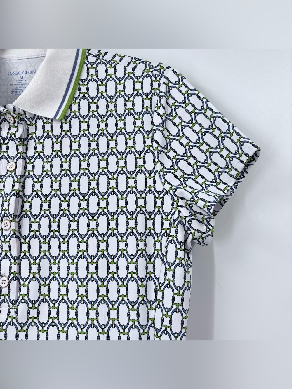 J. McLaughlin White Blue Green Signet Lock Dorte Dress - Picture 11 of 16